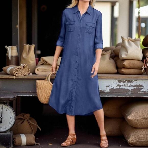 NWT ~ Blue Denim Look Casual Dress ~ Women's Size XL - Picture 1 of 2